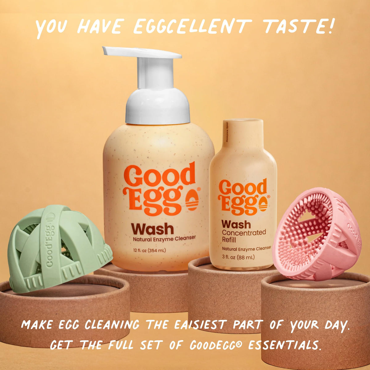 GoodEgg egg-brush compatible cleaner pairs well with daily egg care duties.