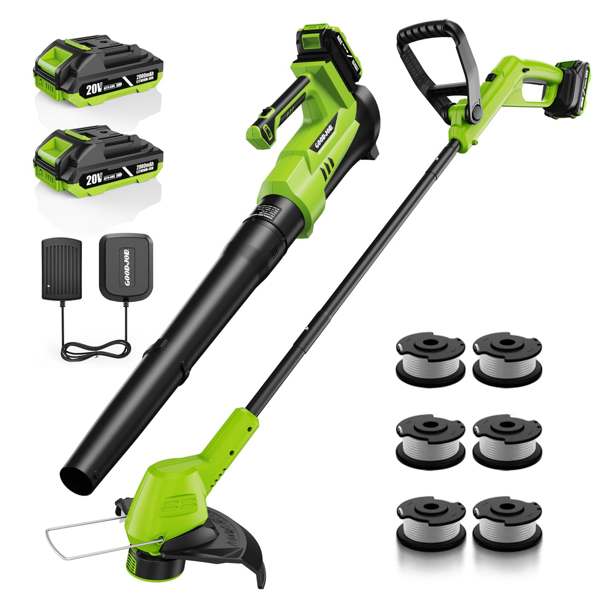 GoodJob 20V cordless trimmer with 12in cut for precise edging around beds.