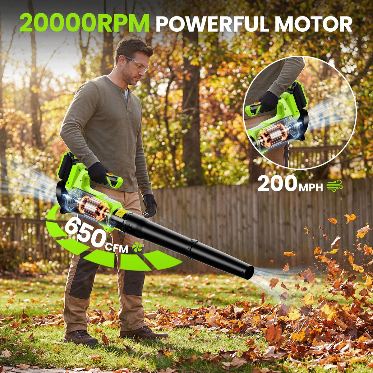 GoodJob dual 2.0Ah batteries keep you running longer without interruptions.