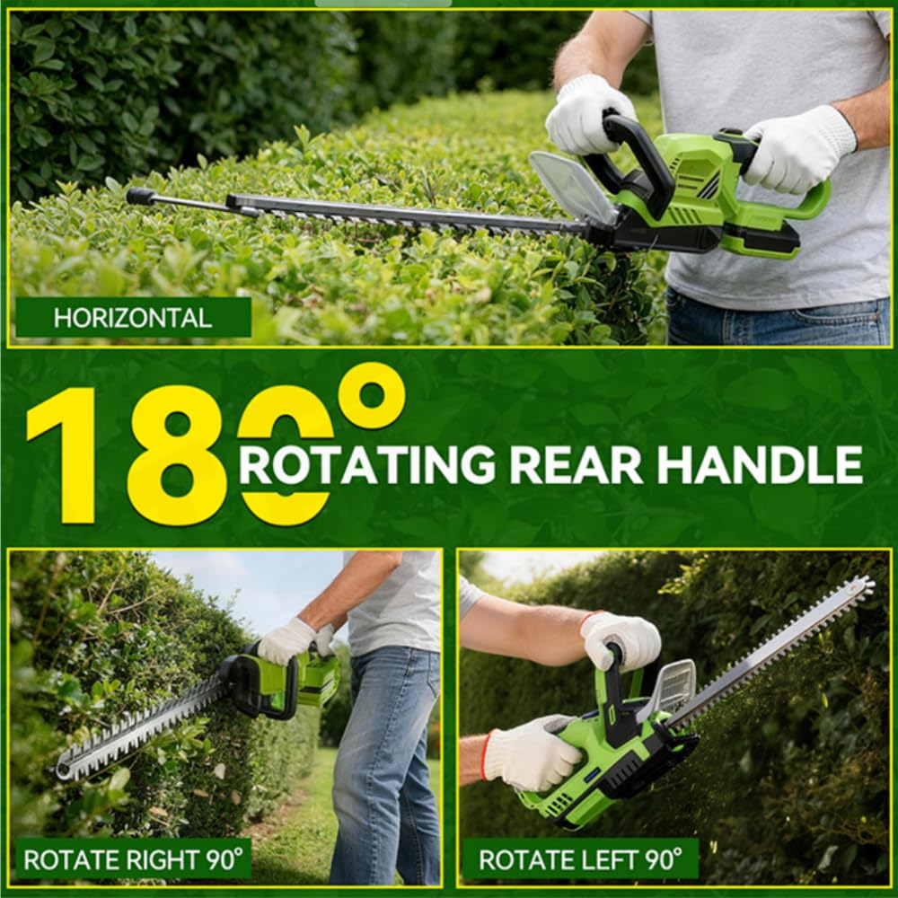 GoodJob hedge trimmer low-noise design keeps early-morning trimming neighbor-friendly.