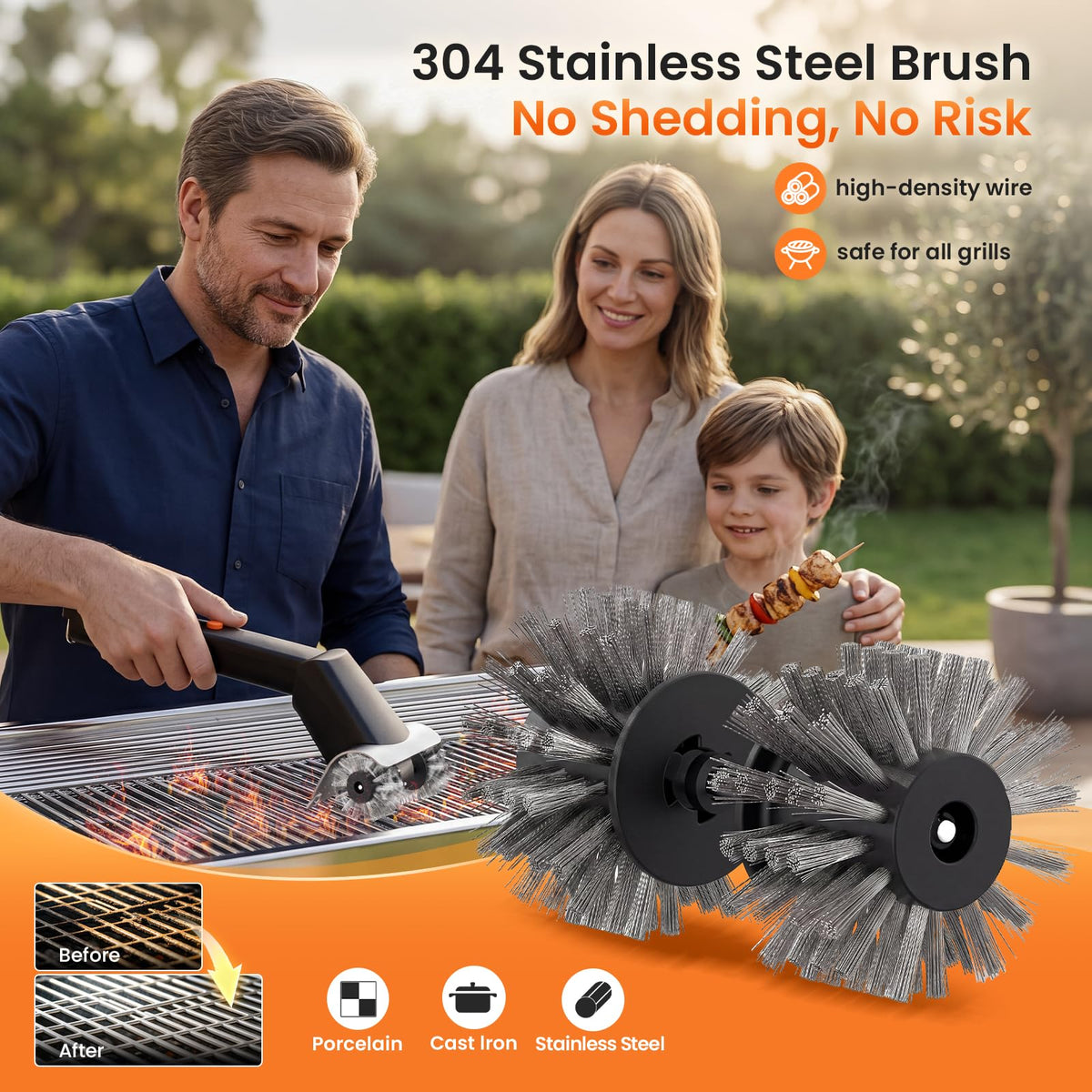 Cordless design makes outdoor cleanup easier during camping or backyard grilling.