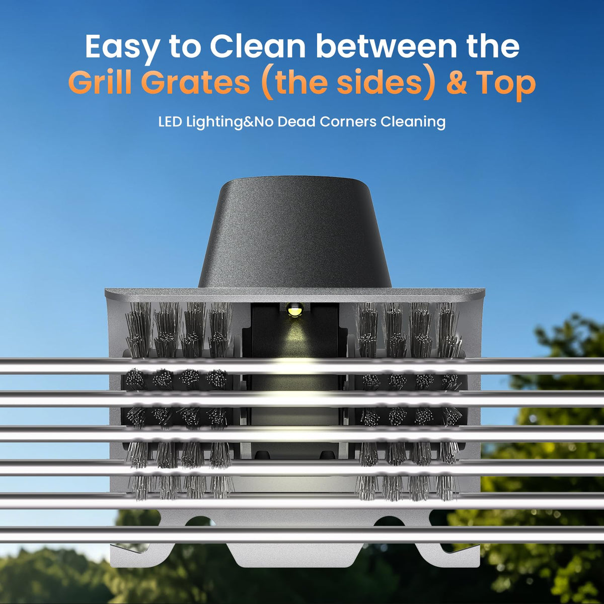 Two-speed power control adjusts scrubbing intensity for different residues.
