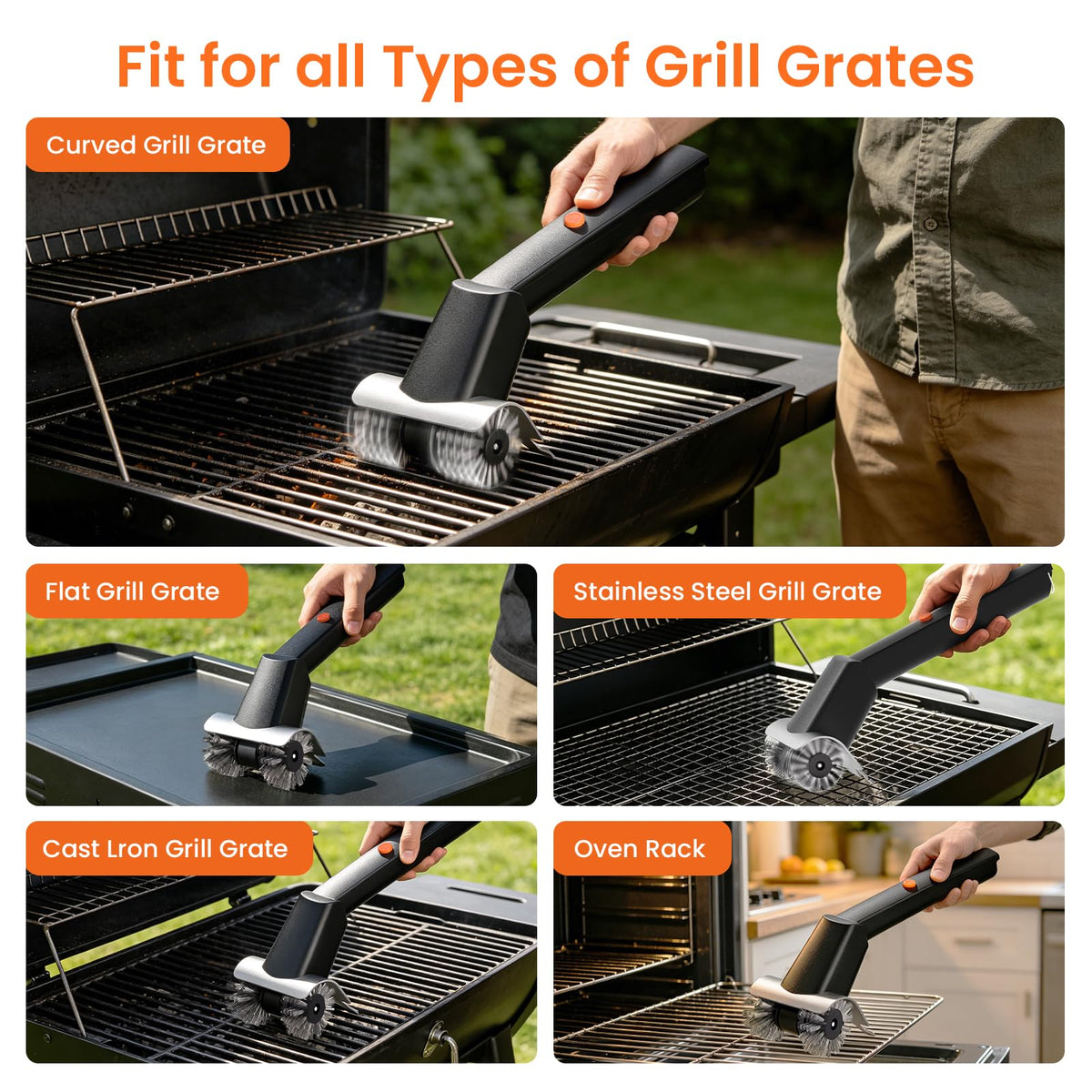 Universal fit works with gas, charcoal, and electric grills.