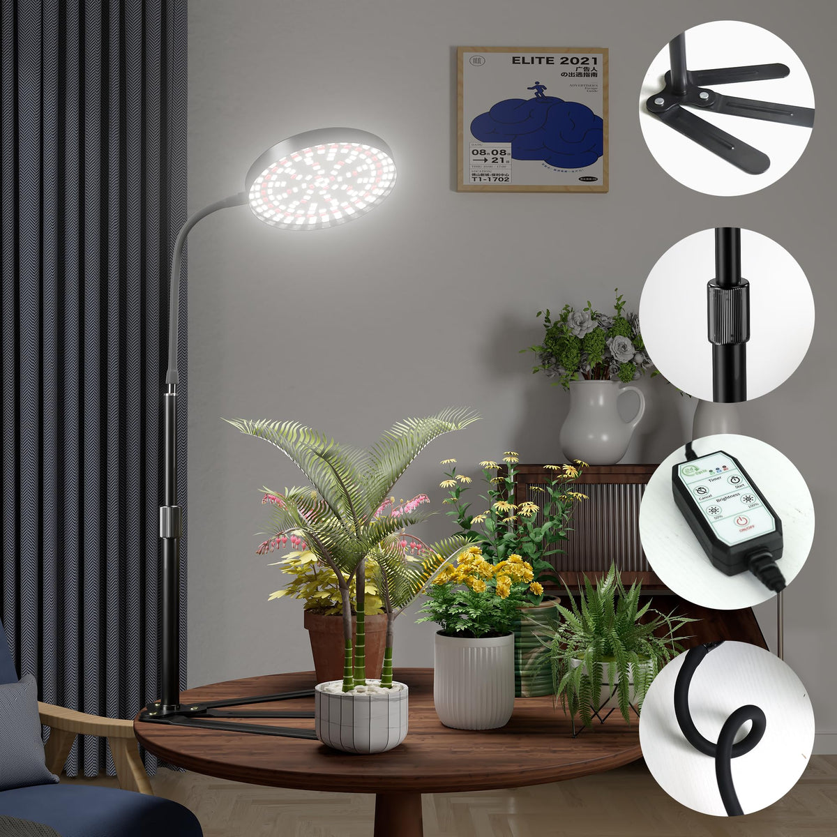 GooingTop dimmable timer shows flexible control for consistent plant cycles.