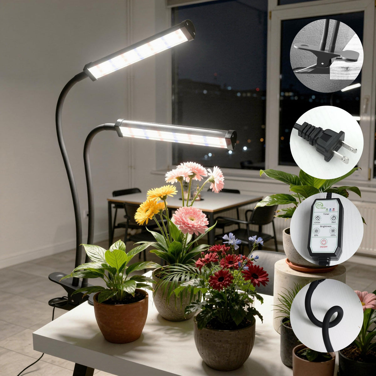 GooingTop Grow Light timer features 4H, 8H, 12H cycles for tailored schedules.