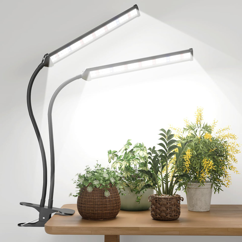 GooingTop LED Grow Light in full-spectrum clip provides balanced light for indoor plants