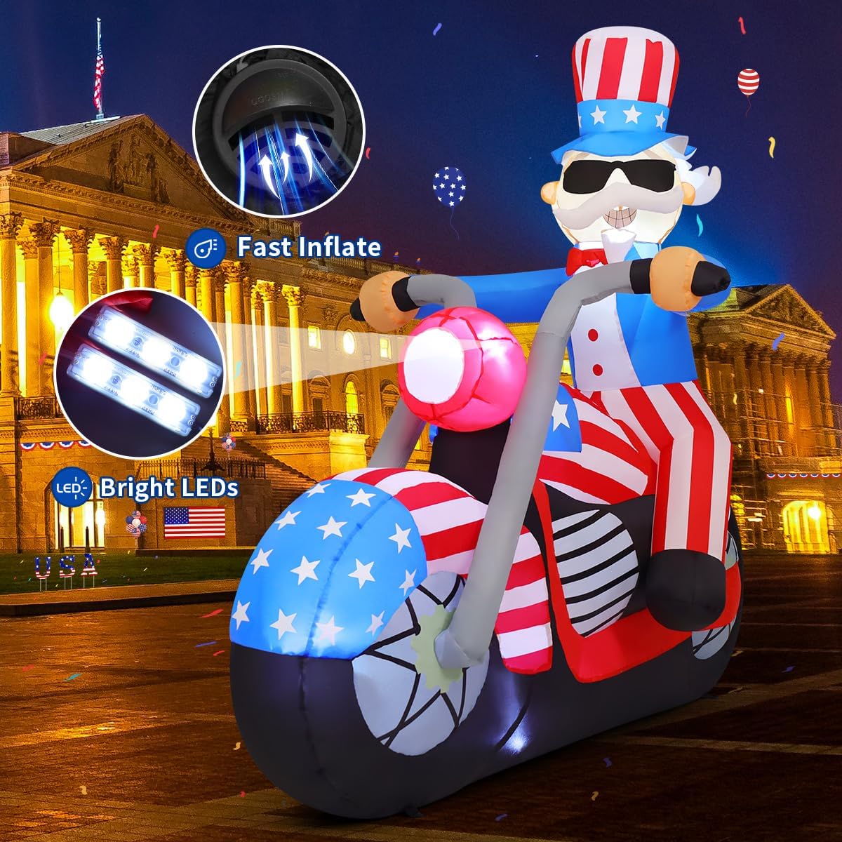 GOOSH Fast-inflate patriotic decoration for quick setup