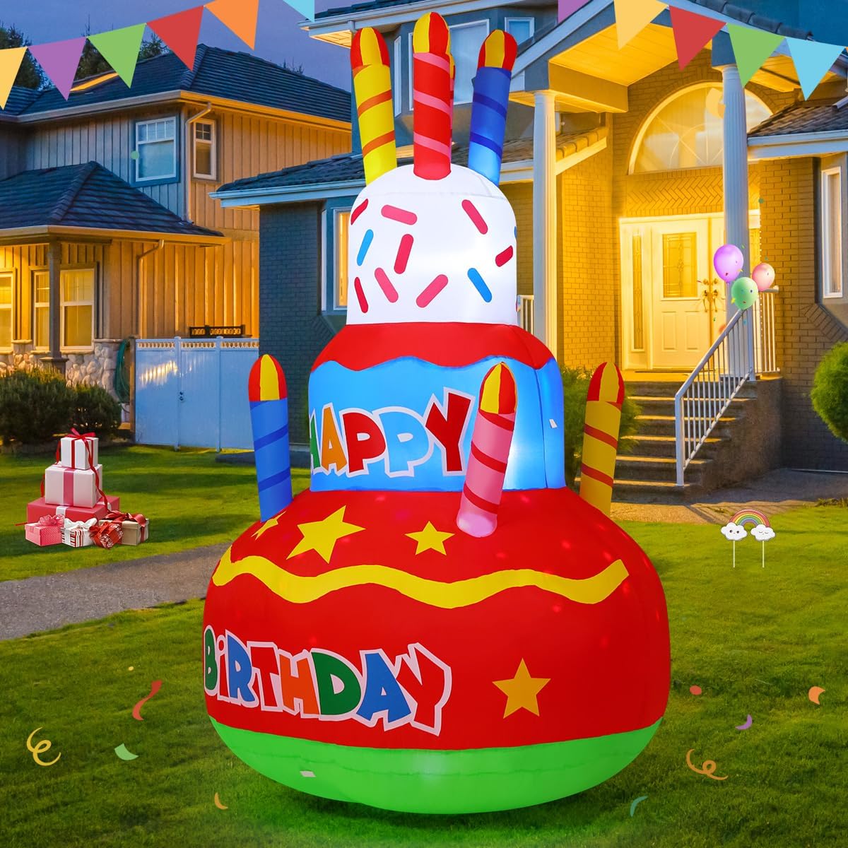 Goosh inflatable cake fabric designed for weather resistance and reliable built-in air blower.