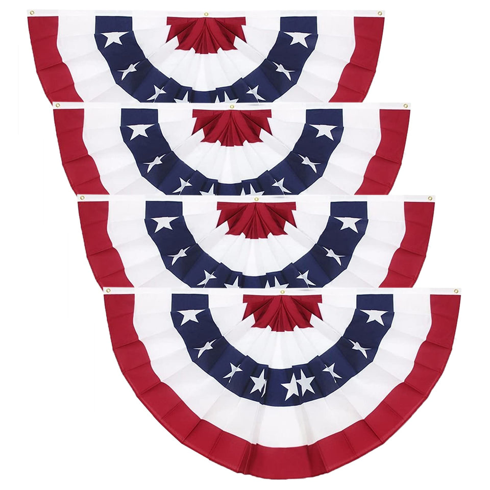 GoosWexmzl American pleated fan flag 3x6 feet front view, durable outdoor decor.