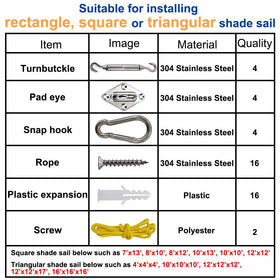 GoosWexmzl shade sail installation on patios or gardens with this kit
