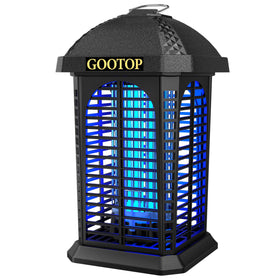 GOOTOP bug zapper outdoor front view shows 360-degree pest protection for patios.