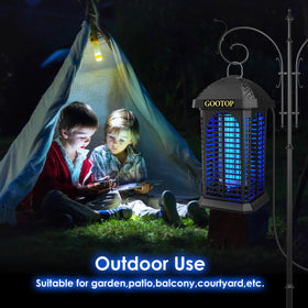 GOOTOP bug zapper outdoor near patio shows 1/2 acre reach.
