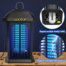 GOOTOP mosquito killer outdoor grid zaps insects quickly on contact.