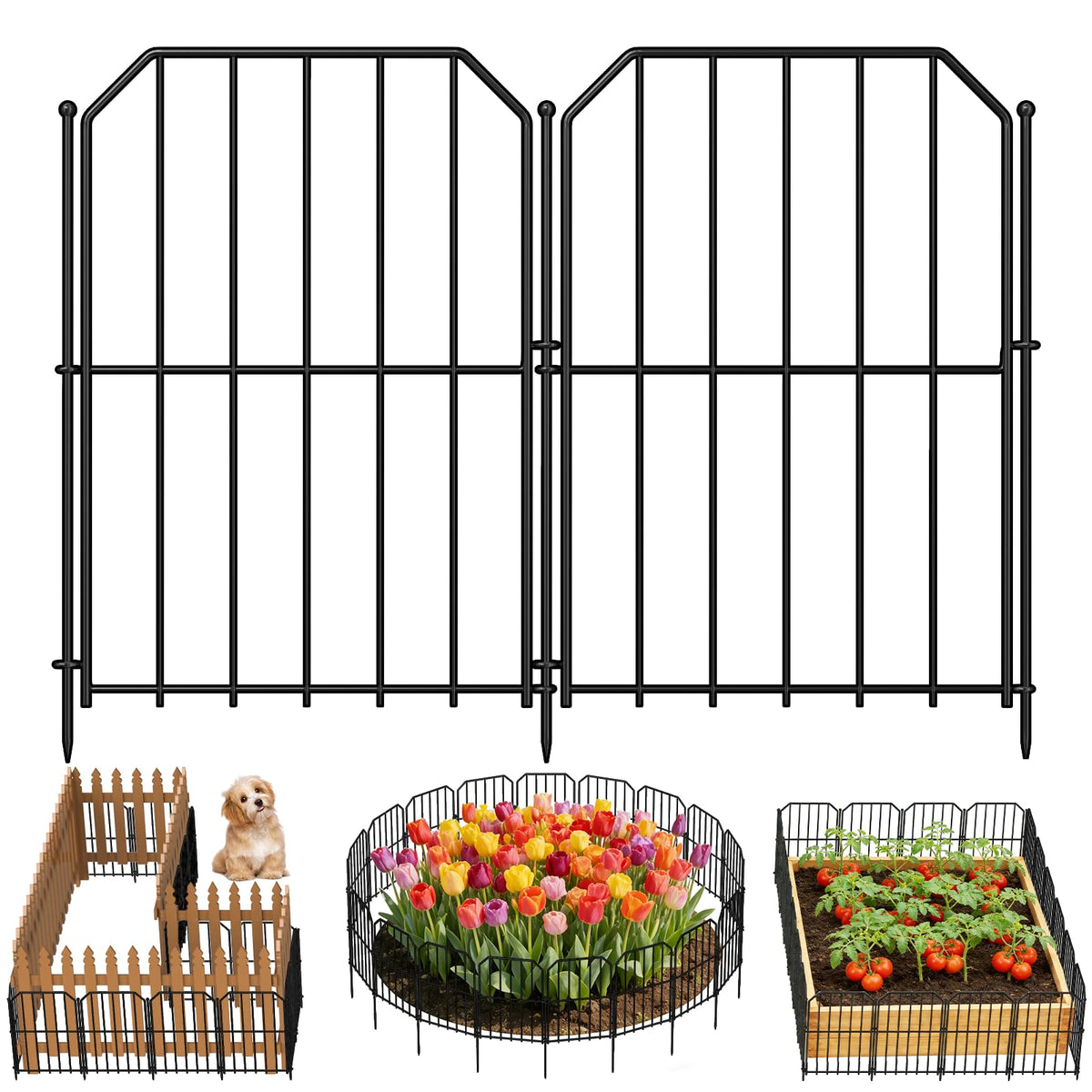 Goovilla garden fence panel close-up highlighting sturdy metal construction.
