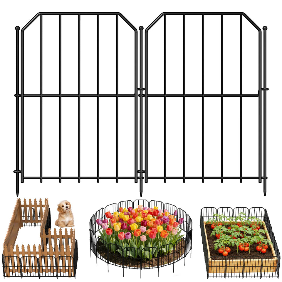 Goovilla garden fence panel close-up highlighting sturdy metal construction.