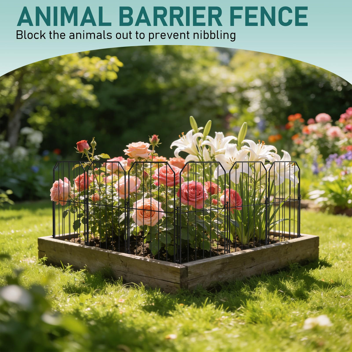 Goovilla decorative garden fence enhances yard curb appeal.