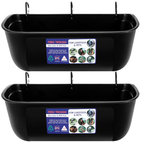 Goovilla large feed trough with hanging clip assembly for easy mounting