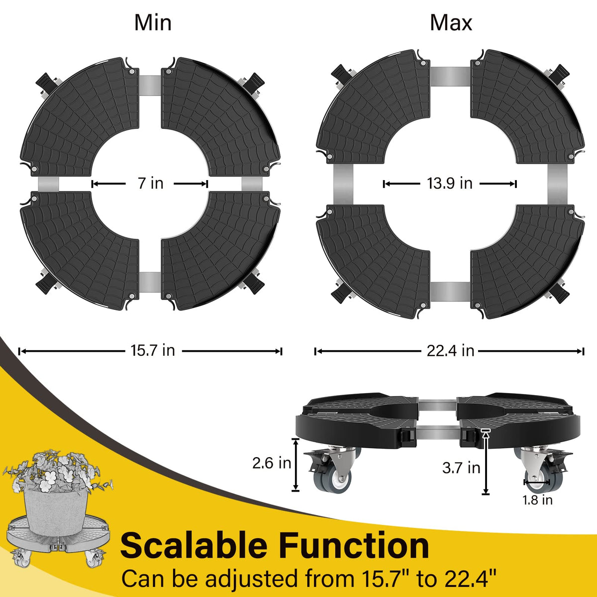 Goovilla lockable casters keep pots secure on any surface