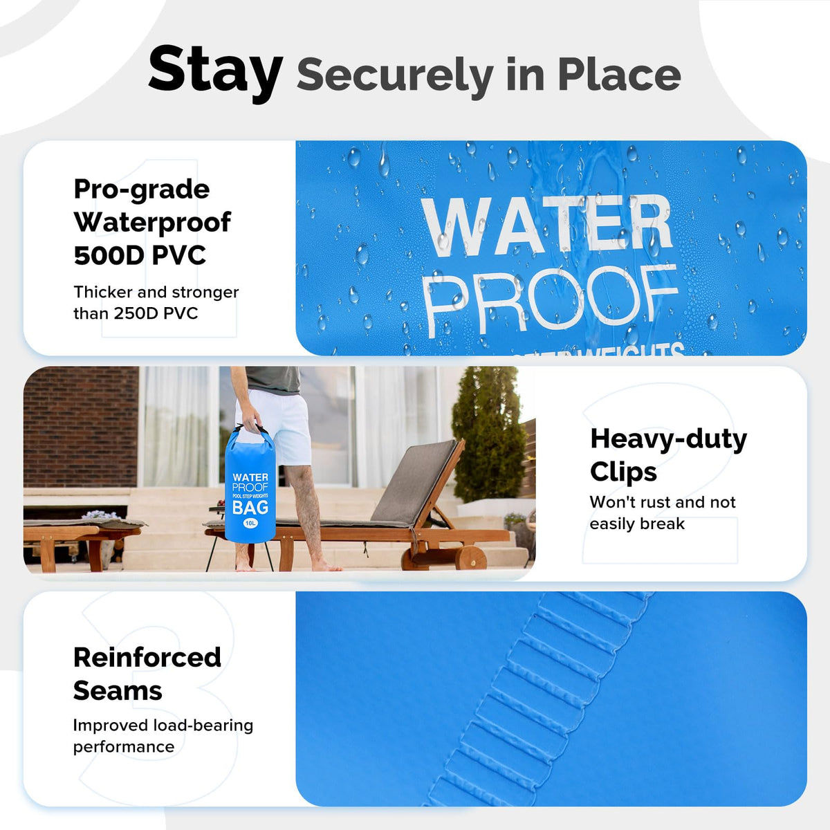 Goovilla 500D PVC material highlights durable waterproof construction