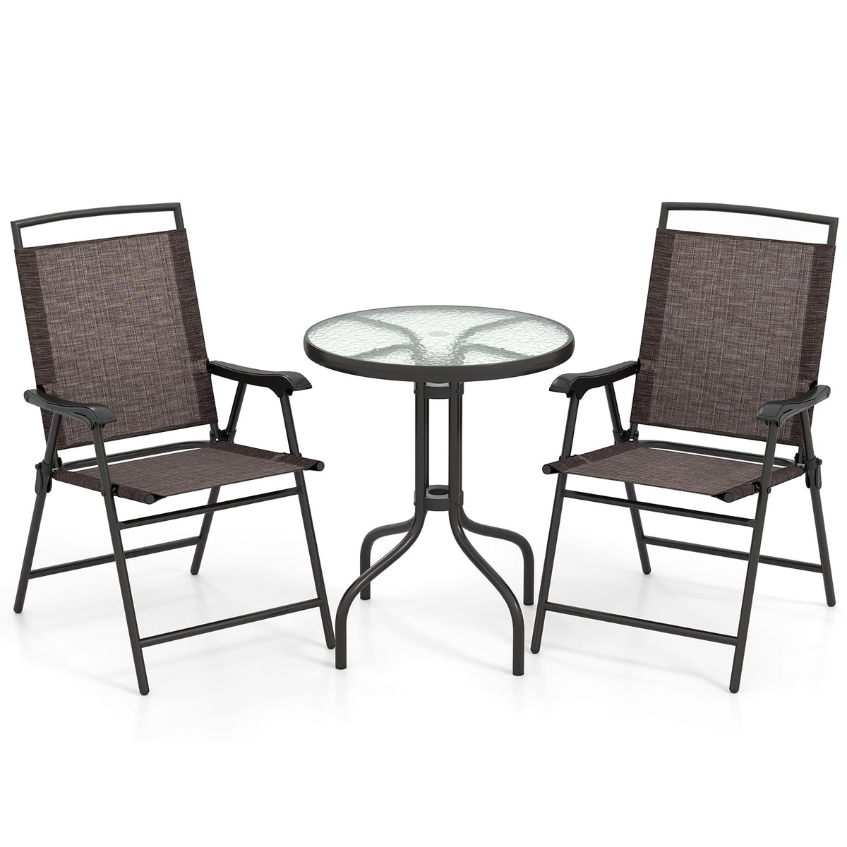 Goplus patio bistro set with round-table for cozy outdoor meals