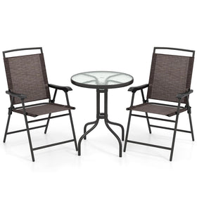 Goplus patio bistro set with round-table for cozy outdoor meals