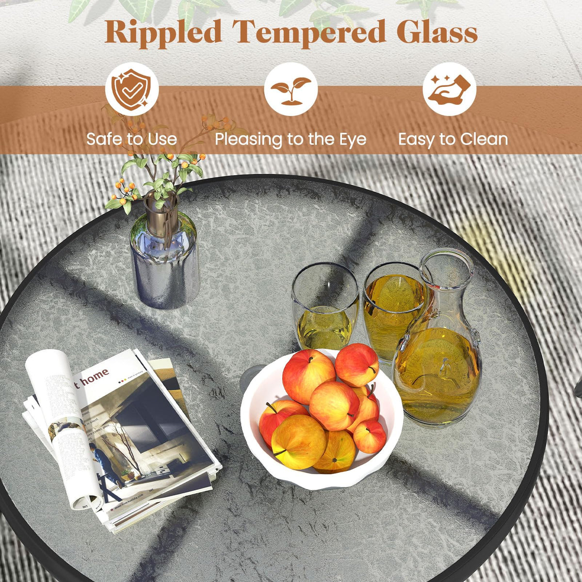 Goplus tempered glass table top with ripples for durability and style