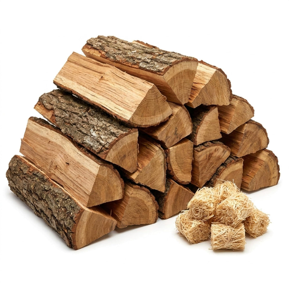 Goppli Kiln Dried Oak Logs 5-6in ready for authentic pizza ovens.