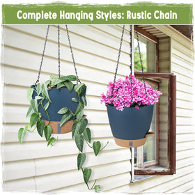 Goproauto blue hanging planters suitable for indoor or outdoor display.