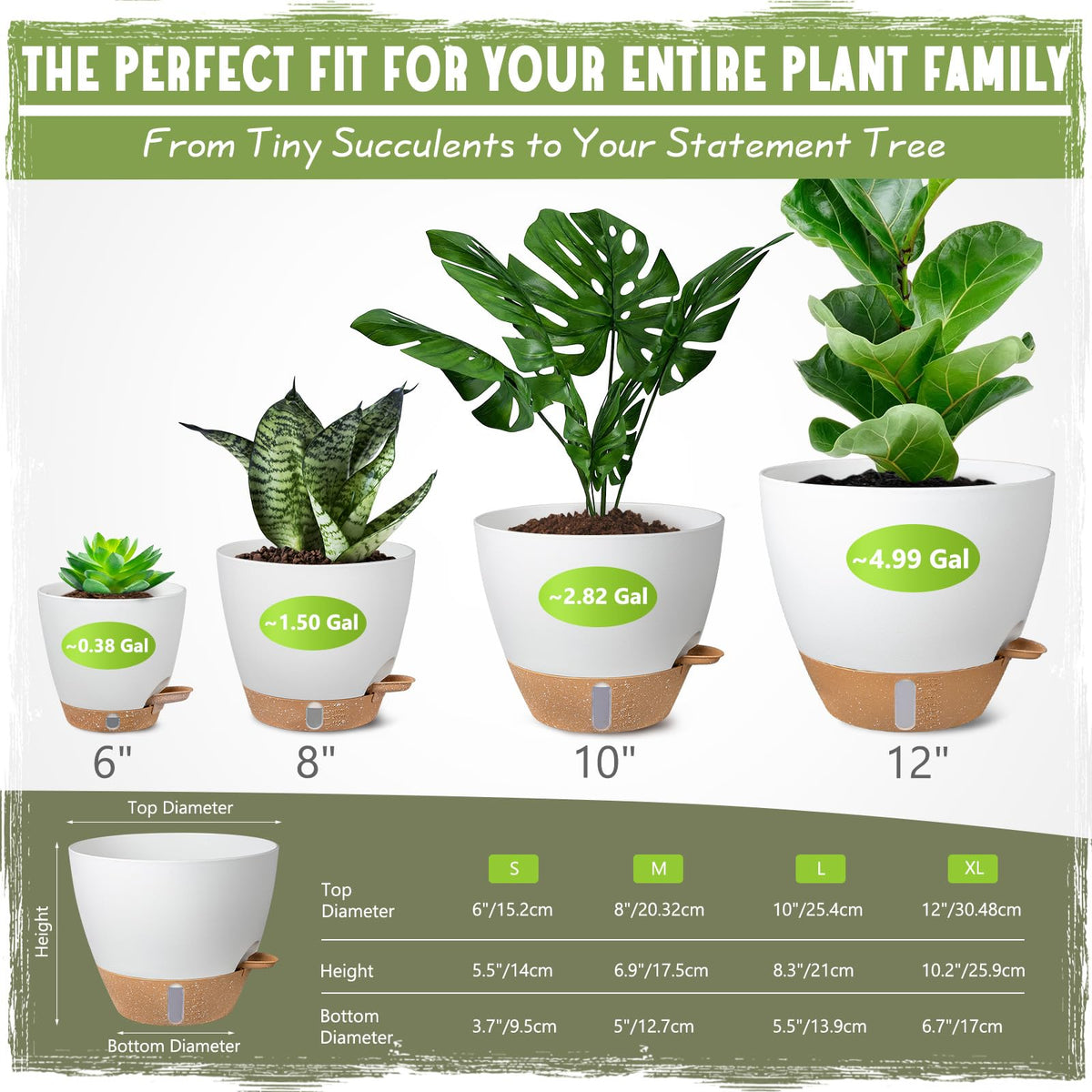 Goproauto self-watering pot 8-inch white keeps table plants hydrated evenly.