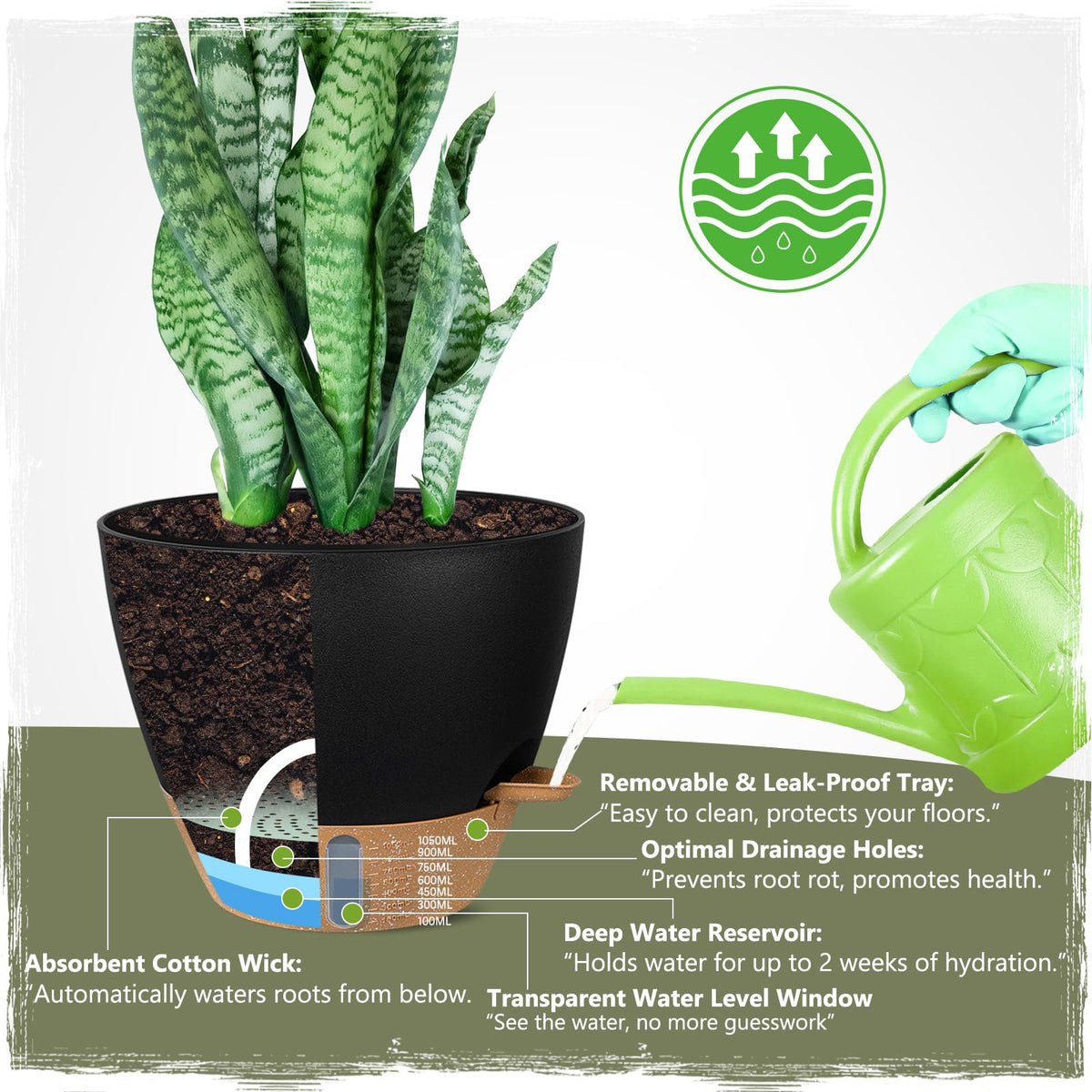 Goproauto 10-inch planter designed for medium houseplants like monstera
