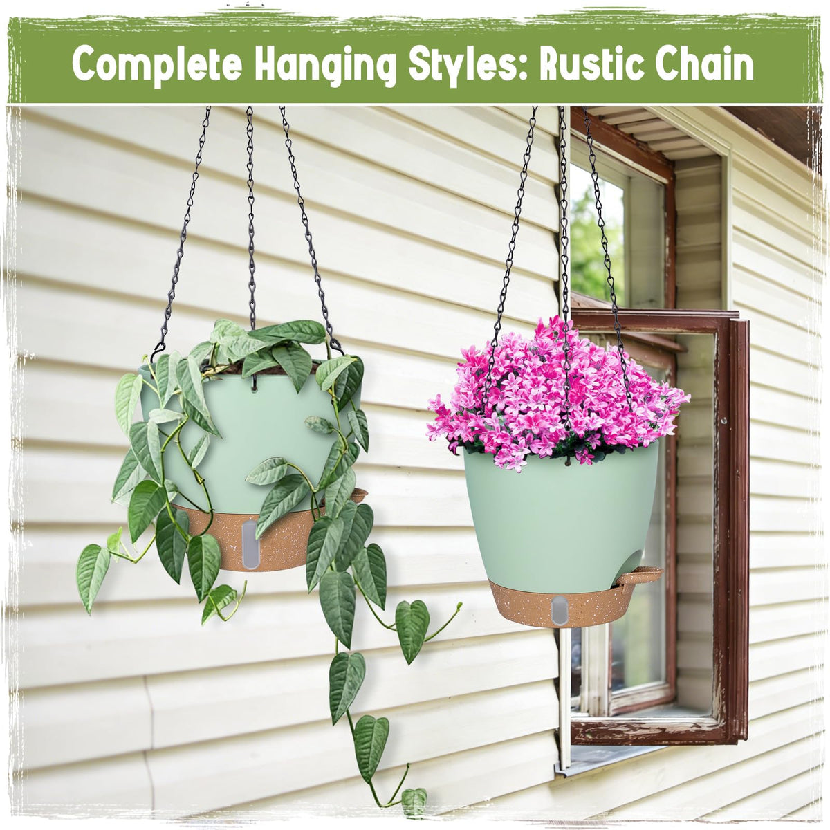 Goproauto two-pack of durable planters in 8 and 10 inch sizes.