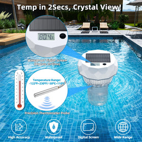 GORDNWE temperature probe shows real-time pool water temperature for comfortable swims.