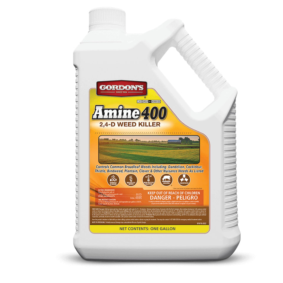 GORDON'S Amine 400 weed killer bottle for field use in corn and grass seed crops