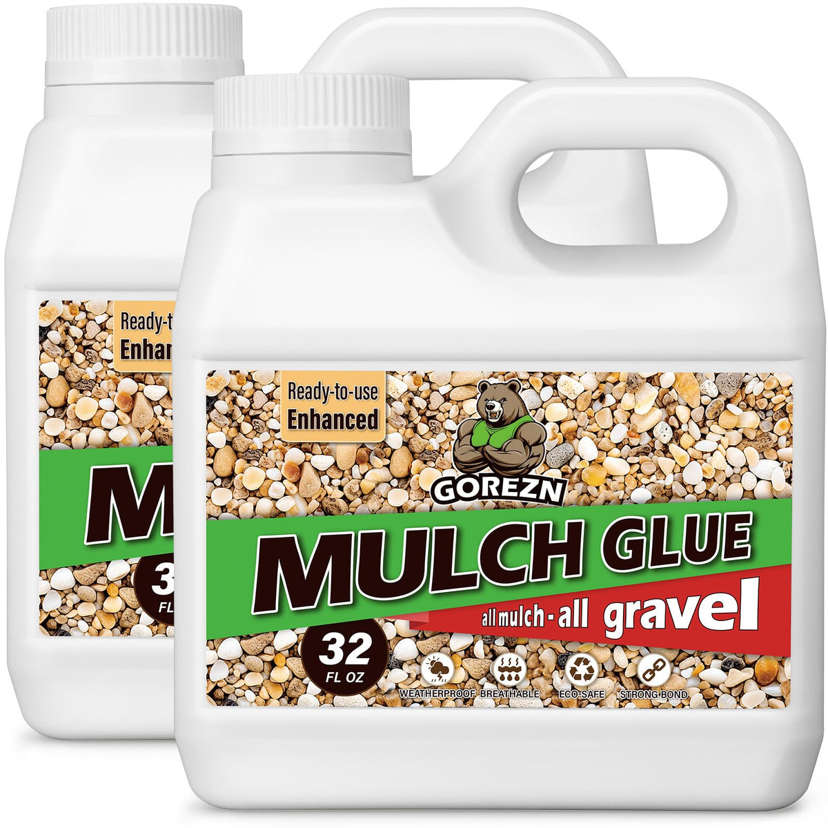 GoRezn mulch glue 64oz bottle spray-ready secures stones and mulch for neat beds