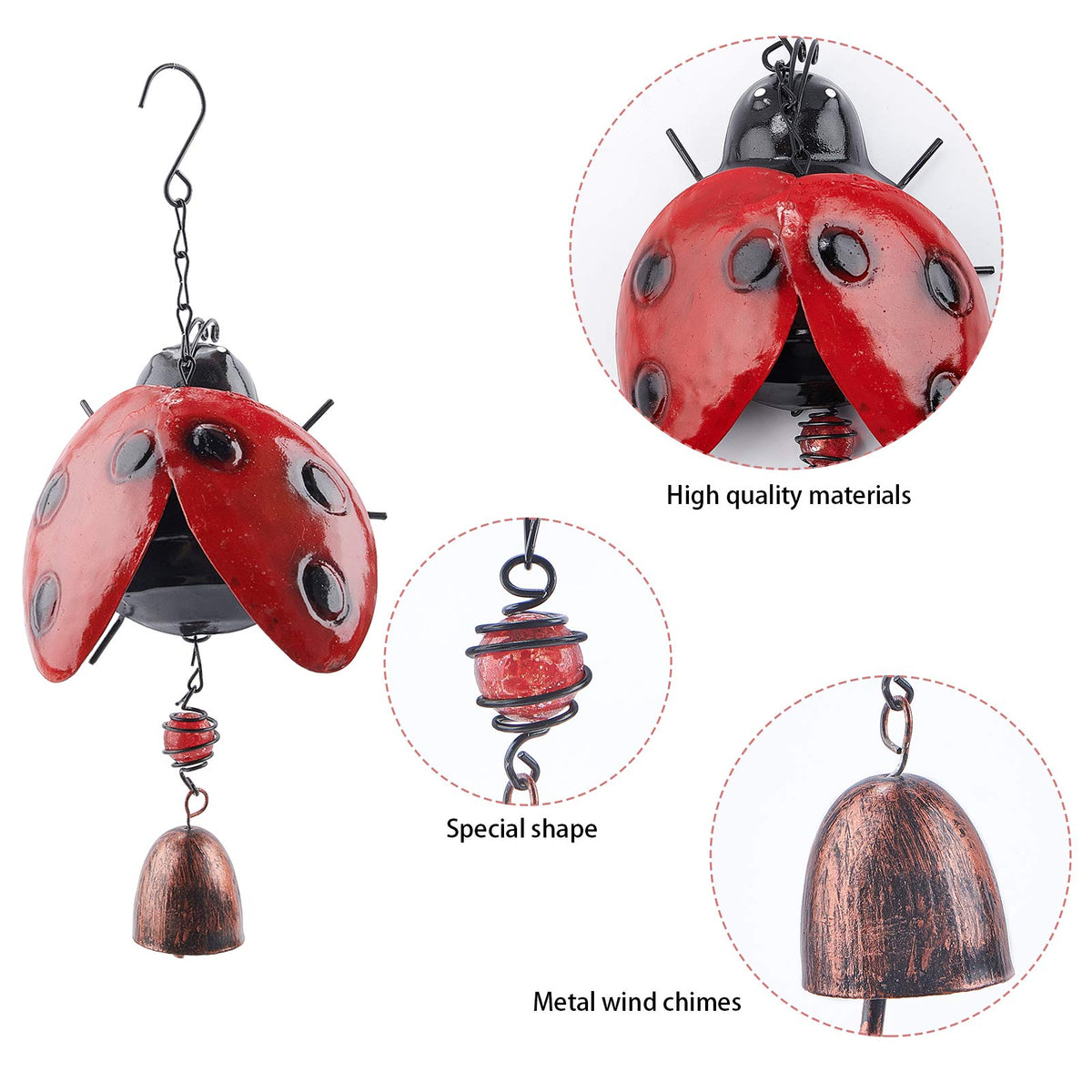 GORGECRAFT Iron wind chime with painted glass beads adds decorative sound.