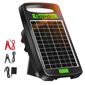 Gorhope 10-mile solar fence charger powering fences across large property.