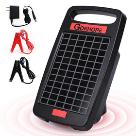 Gorhope solar fence charger panel setup, easy installation for remote pastures.