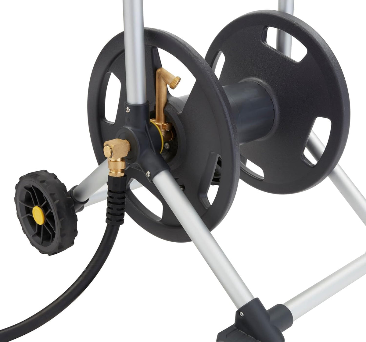 Gorilla Carts 200ft reel base stability resists tipping during windy days