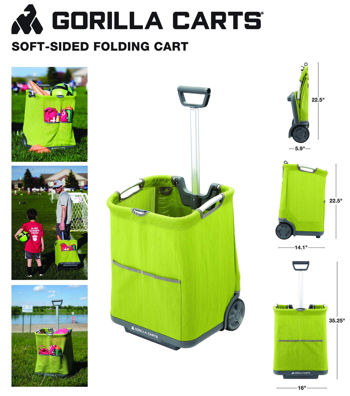 Gorilla Carts GCSS-11G-COM compact storage when folded