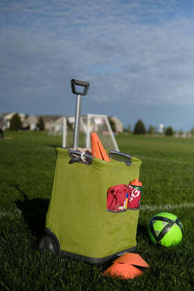 Gorilla Carts GCSS-11G-COM over-molded rubber wheels on varied terrain