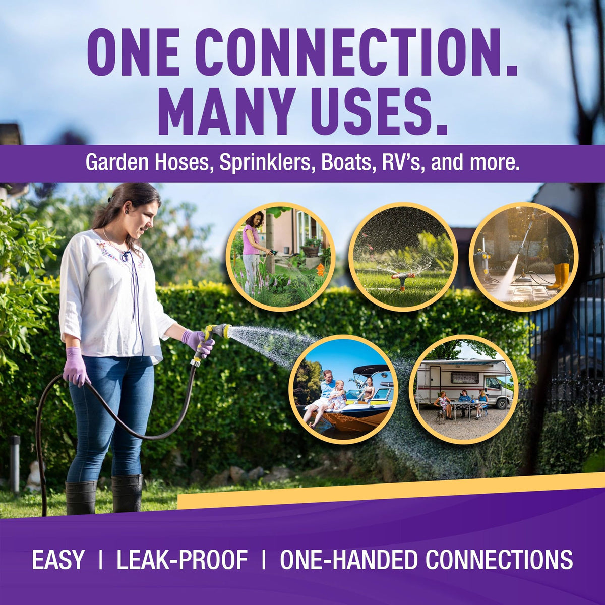Gorilla Easy Connect leak-proof design for indoor and outdoor use.