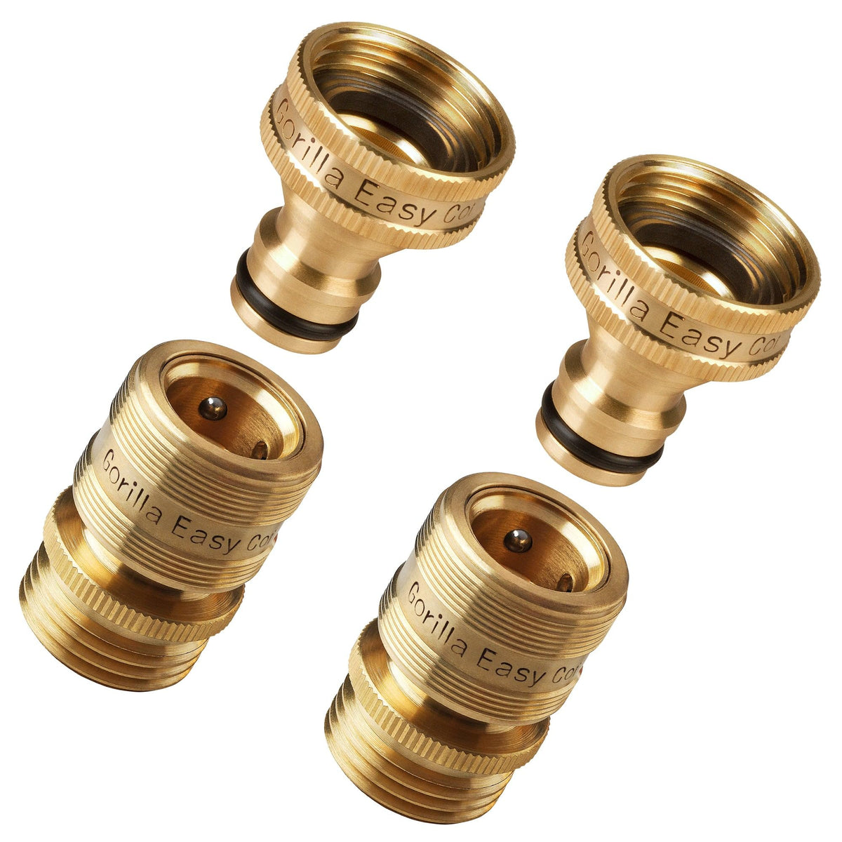 Gorilla Easy Connect quick connect system with brass fittings enables fast hose setup.