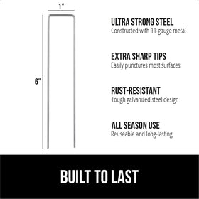 GORILLA GRIP 11-gauge galvanized steel stakes for heavy-duty landscaping support