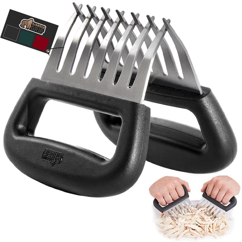 GORILLA GRIP chicken shredder claws for quick, clean shredding of cooked meats.