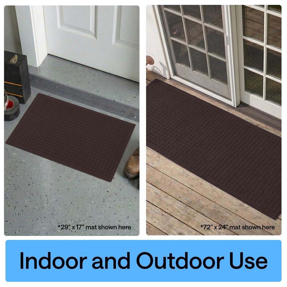 GORILLA GRIP coffee colored mat blends with entryways and hides wear.