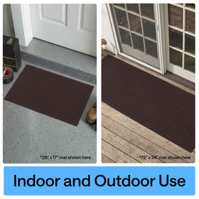 GORILLA GRIP coffee colored mat blends with entryways and hides wear.