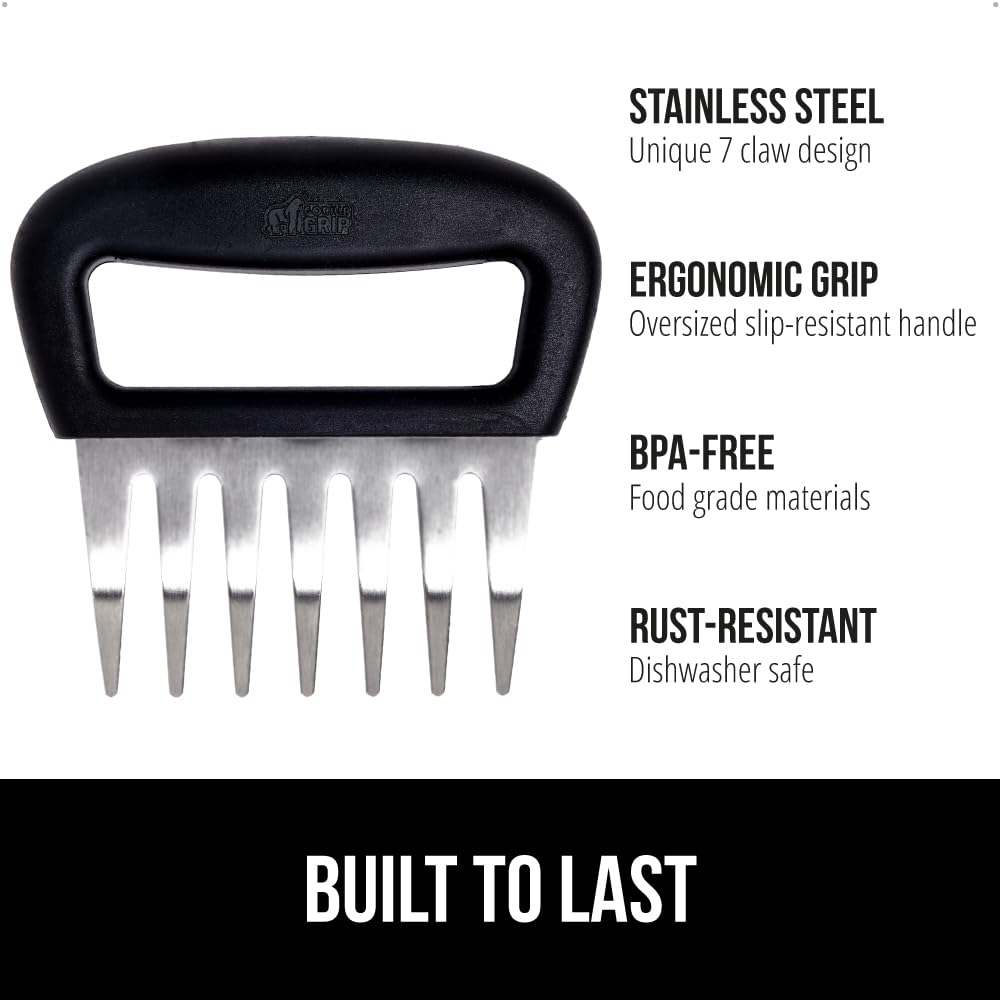 GORILLA GRIP stainless steel claws offer ultra-sharp shredding with minimal passes.