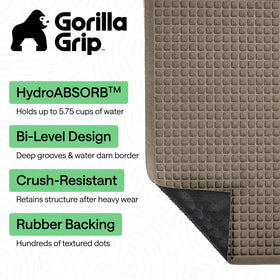 GORILLA GRIP front-door mat with textured rubber backing provides reliable grip.