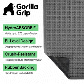 GORILLA GRIP HydroAbsorb doormat showing deep grooves for scraping dirt from shoes.