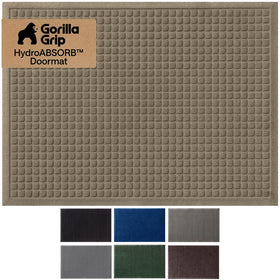 GORILLA GRIP HydroAbsorb doormat with water dam border captures moisture at entry.